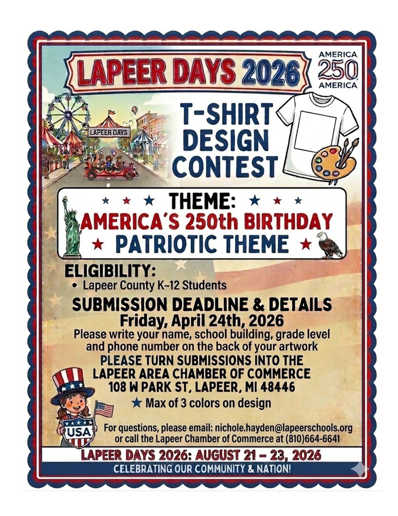 Graphic announcing Lapeer Days 2026 T-shirt contest