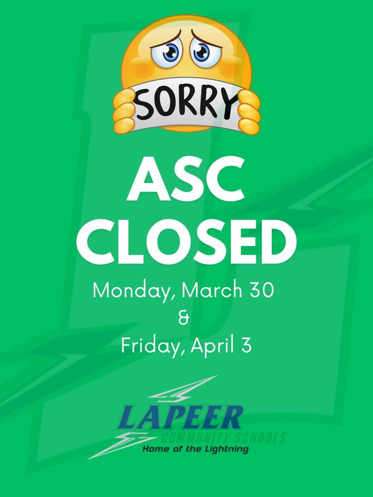 ASC closed March 30 and April 3