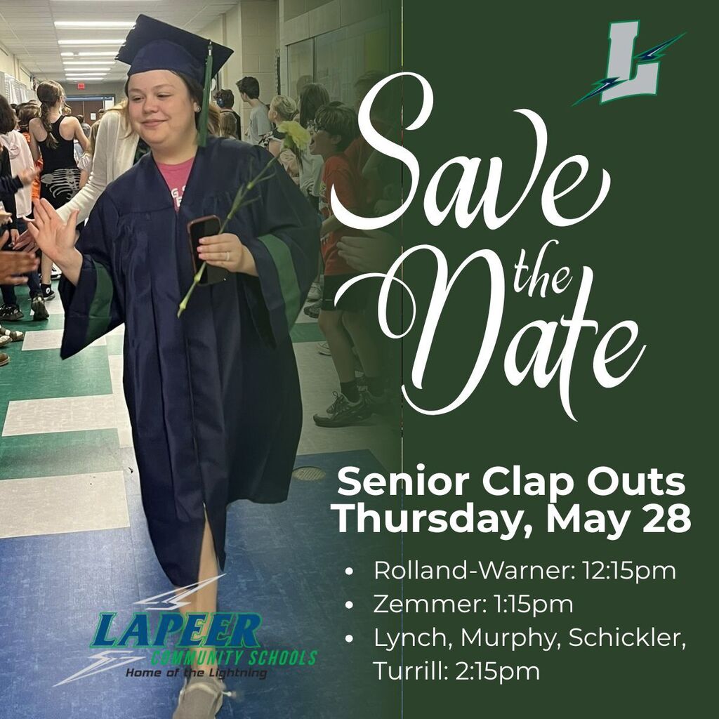 Graphic for senior clap outs reminder