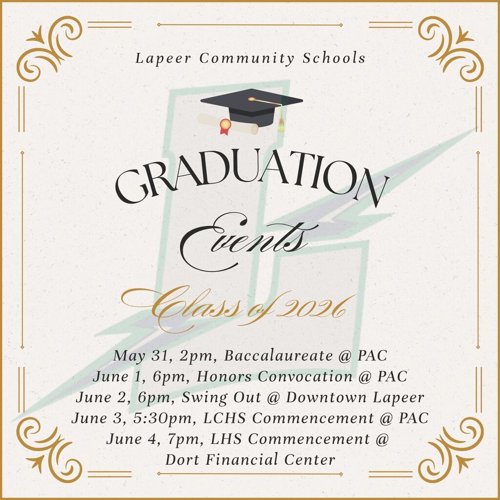 Lapeer graduation events for Class of 2026
