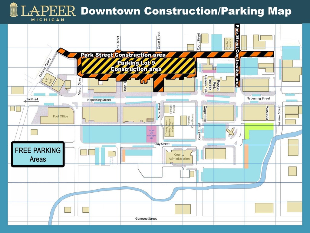 Map for downtown Lapeer parking