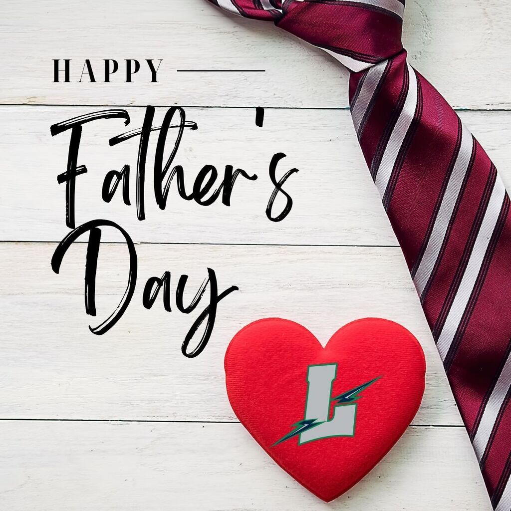 Father's day graphic with a tie and a heart and the Lapeer Lightning logo