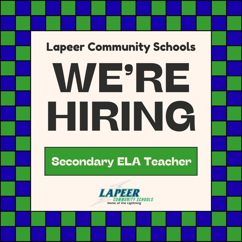 Now hiring ELA teacher for LHS and Zemmer