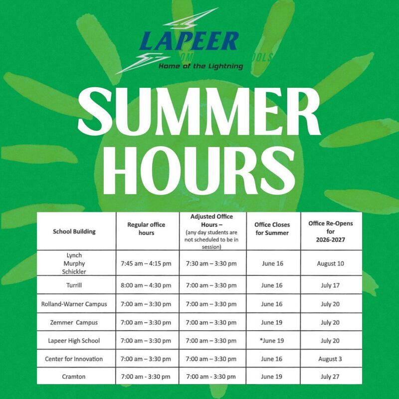 Summer hours at LCS