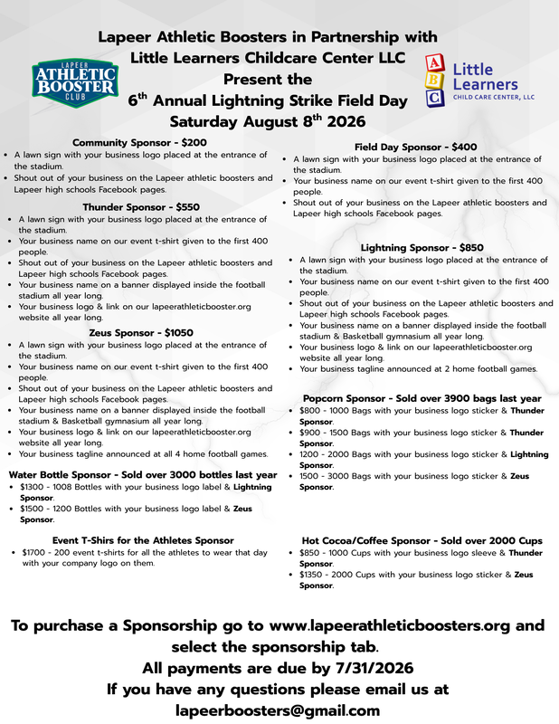 List of sponsorship opportunities for Lightning Strike Field Day