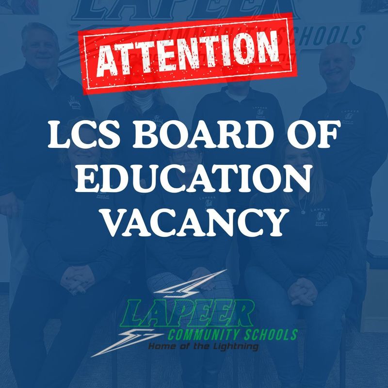 Graphic announcing board vacancy