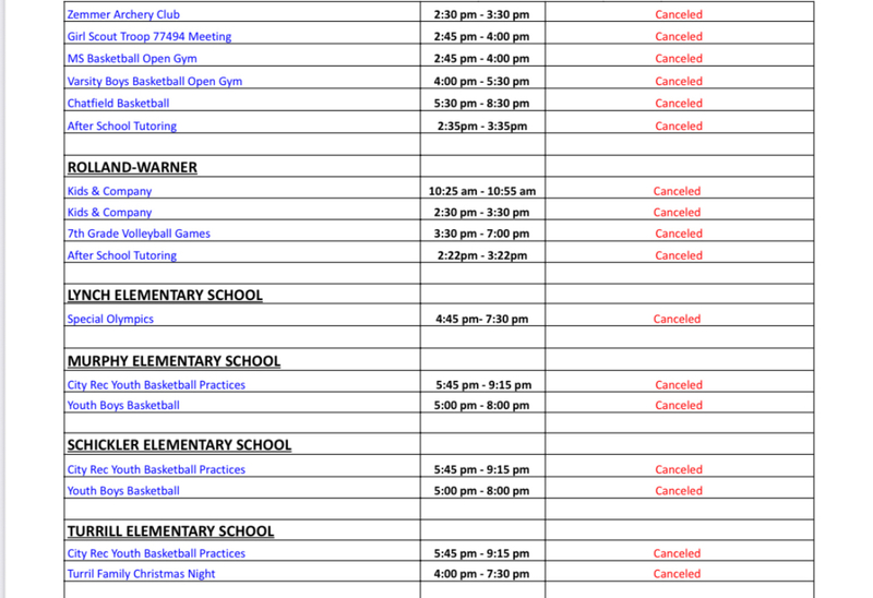 After-school activities canceled at LCS for December 10
