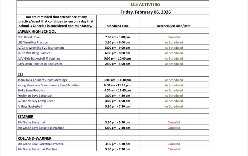 LCS after school Feb. 6
