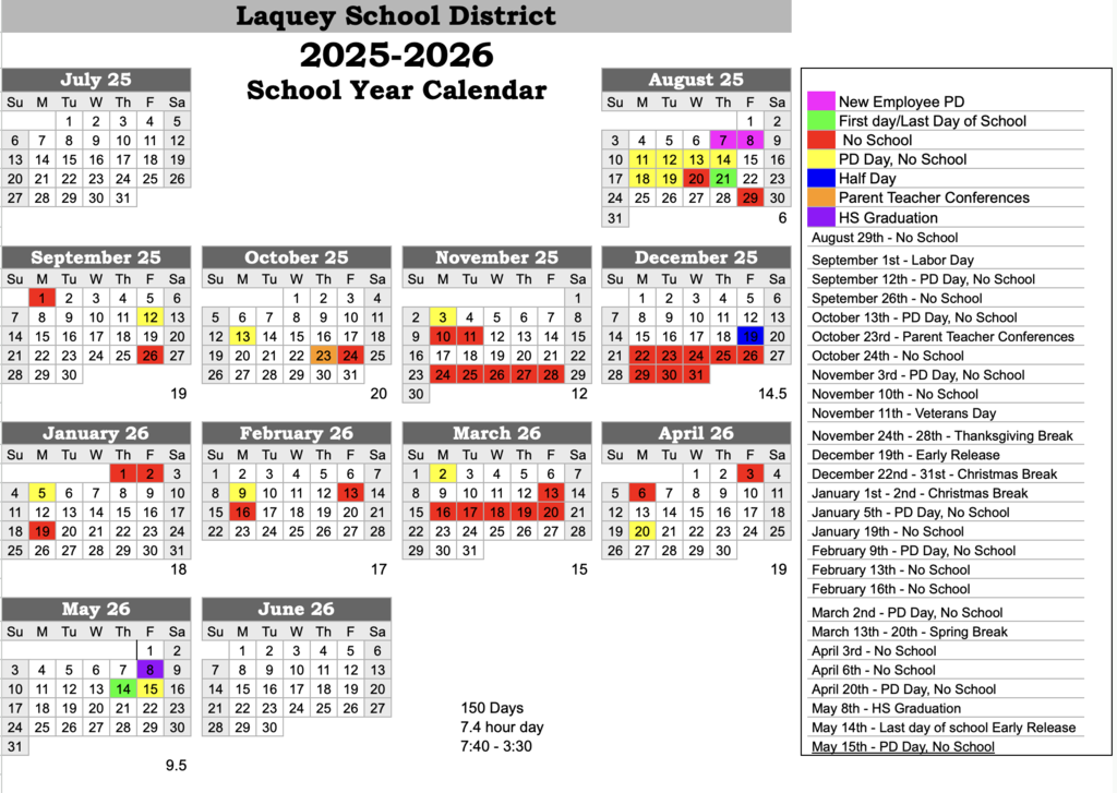 2025-2026 School Year Calendar