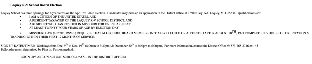 School Board Election Information