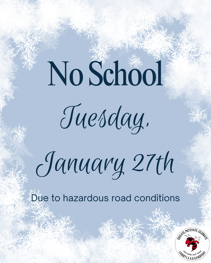 No school, Tuesday, January 27th
