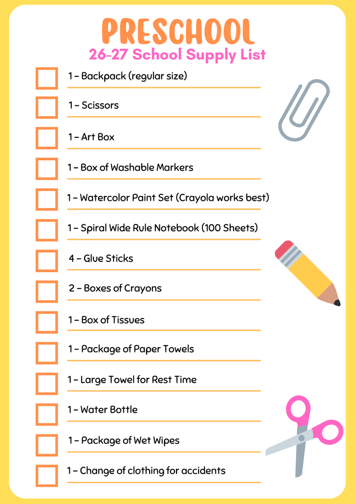 Elementary School Supply List