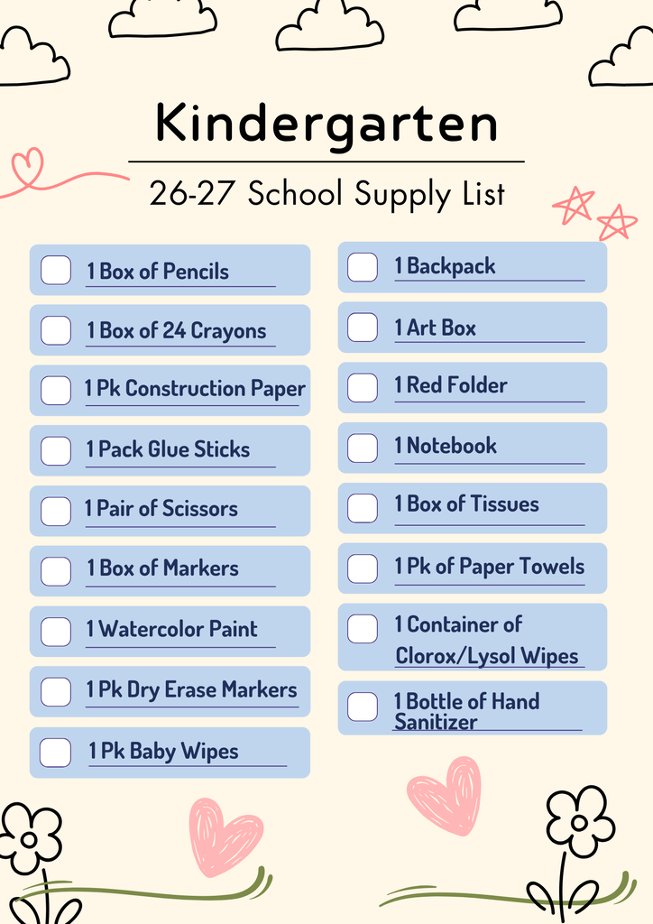 Elementary School Supply List