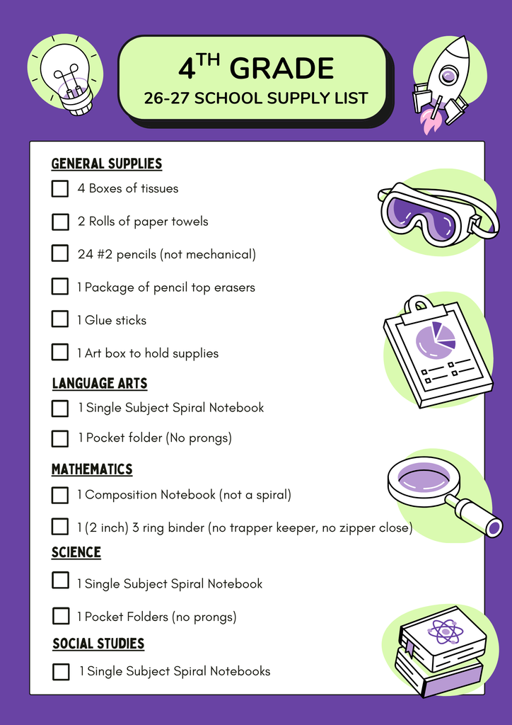 Elementary School Supply List