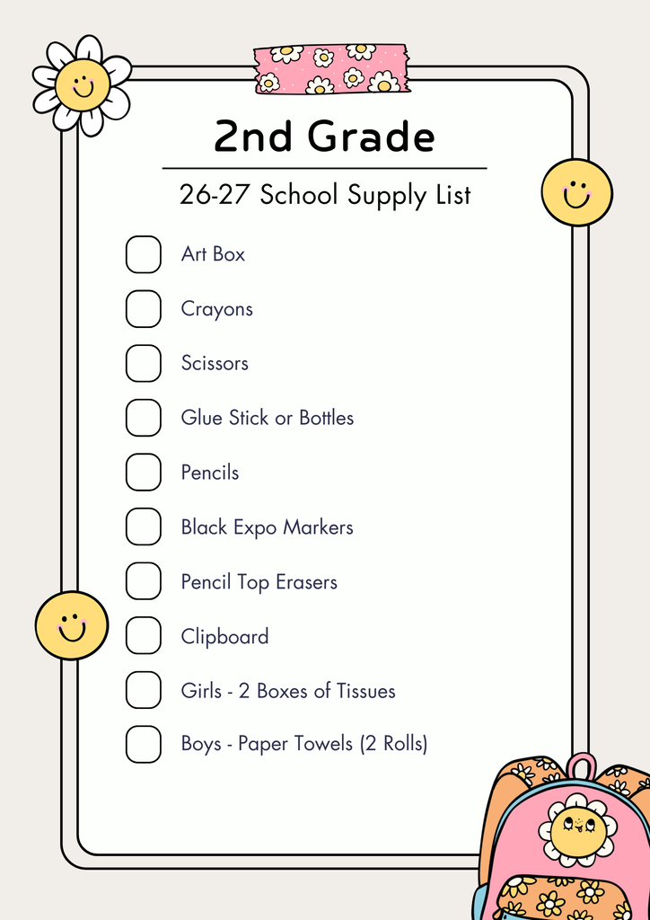 Elementary School Supply List