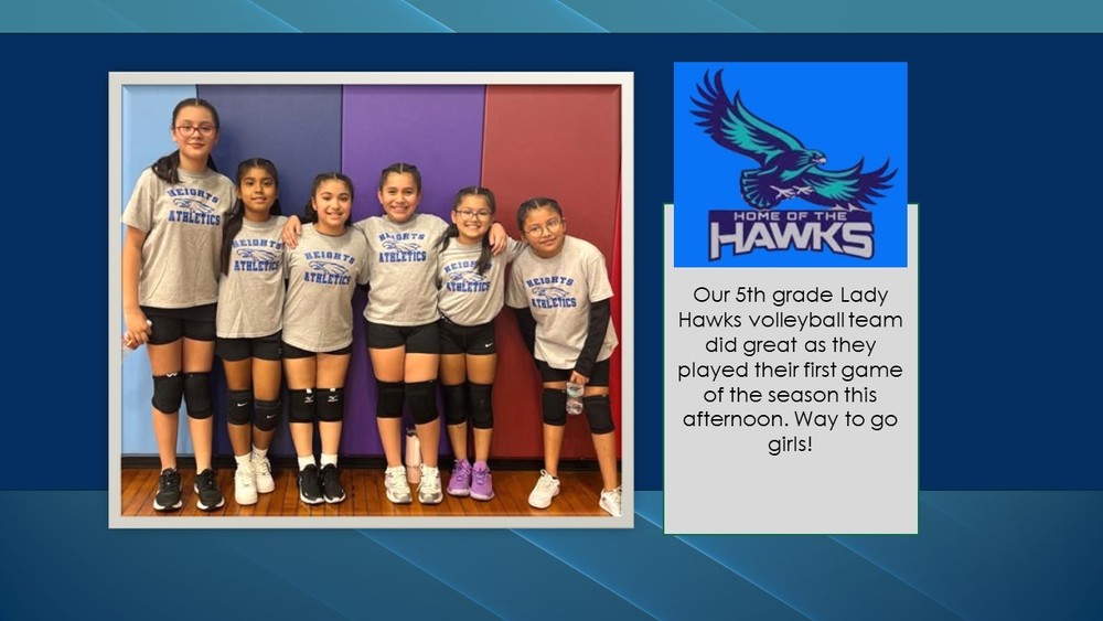 Our 5th grade Lady Hawks volleyball team did great as they played their first game of the season this afternoon. Way to go girls!