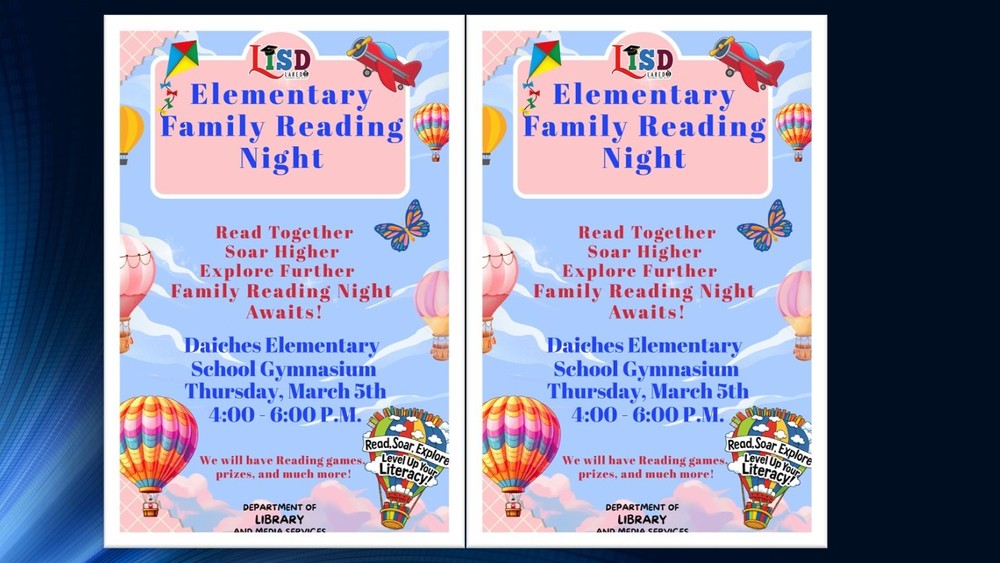 Elementary Family Reading Night Daiches Elementary School Gymnasium Thursday, March 5, 2026 4 to 6 pm
