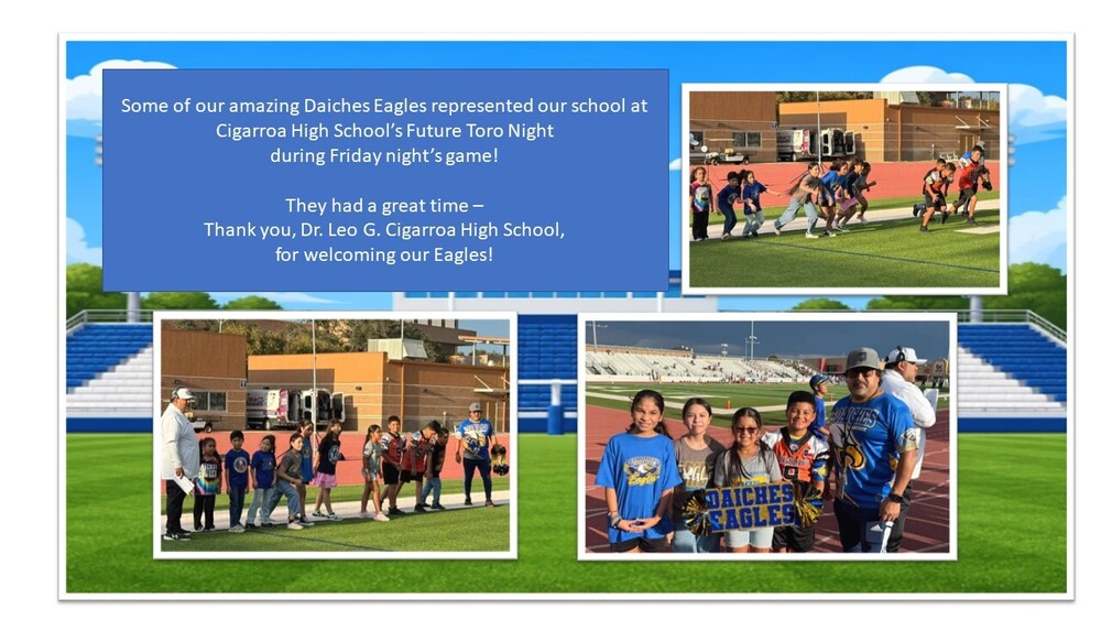 The Eagles represented our school at Cigarroa High School’s Future Toro Night during Friday night’s game!
