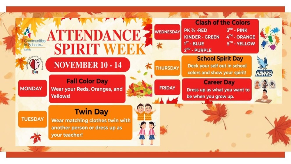 Attendance Spirit Week - Nov. 10-14, 2025