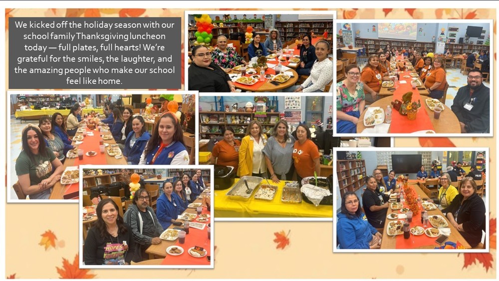 We kicked off the holiday season with our school family Thanksgiving luncheon today — full plates, full hearts!