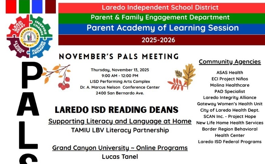 LISD - Parent Academy of Learning Session - Nov. 13, 2025 @  LISD Performing Arts Complex - 9 am
