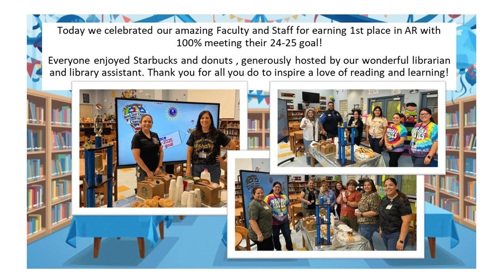 Daiches ES earned 1st place in AR with 100% meeting their 24-25 goal!
