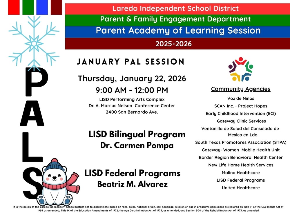 Parent Academy of Learning Session January 22, 2026 -PALS Session - 9am -12 pm