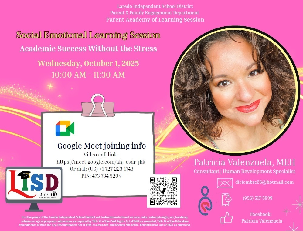 Social Emotional Learning Session Wednesday, Oct. 1, 2025 online @ 10 am