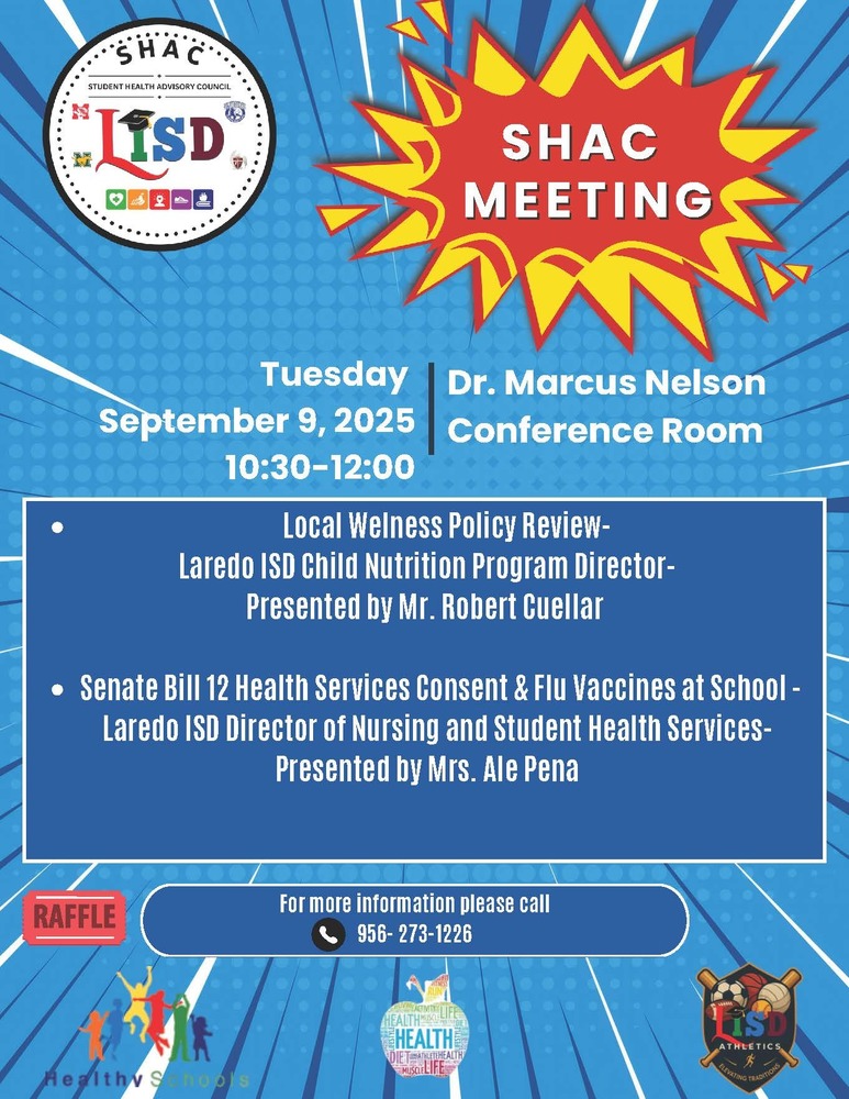 SHAC Meeting - Sept. 9, 2025, 10:30 am @ Dr. M. Nelson Conference Room 