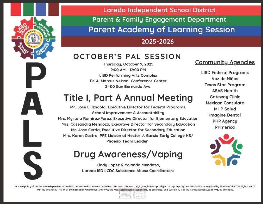 Oct 9 2025 - PALS Session - 9am session at LISD Performing Arts Complex