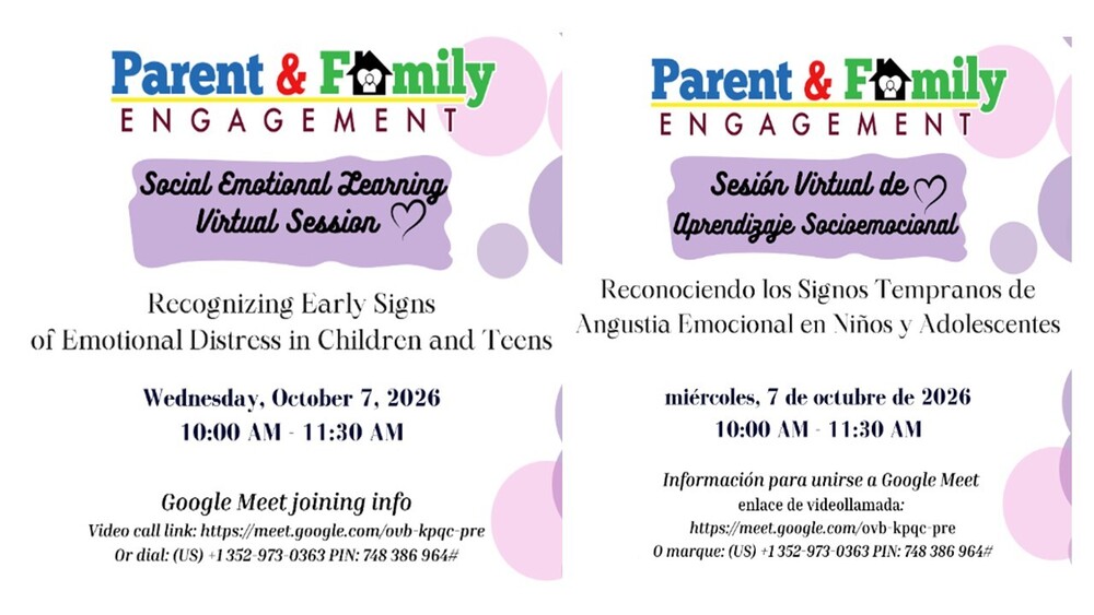 Parent Engagement Virtual Session - Oct. 7, 2026 at 10 am