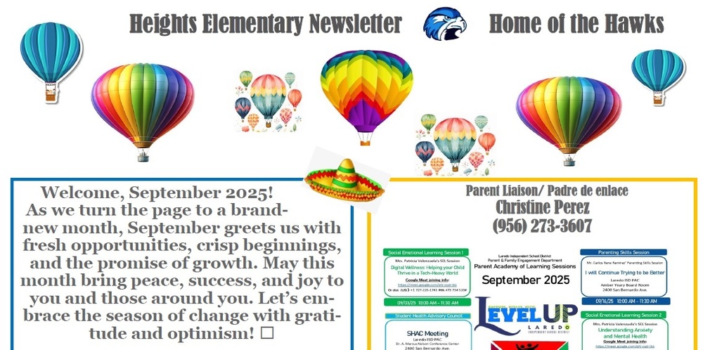 Heights Elementary Newsletter and Calendar Sept. 2025
