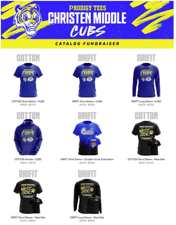Christen Middle School Cubs - Catalog Fundraiser