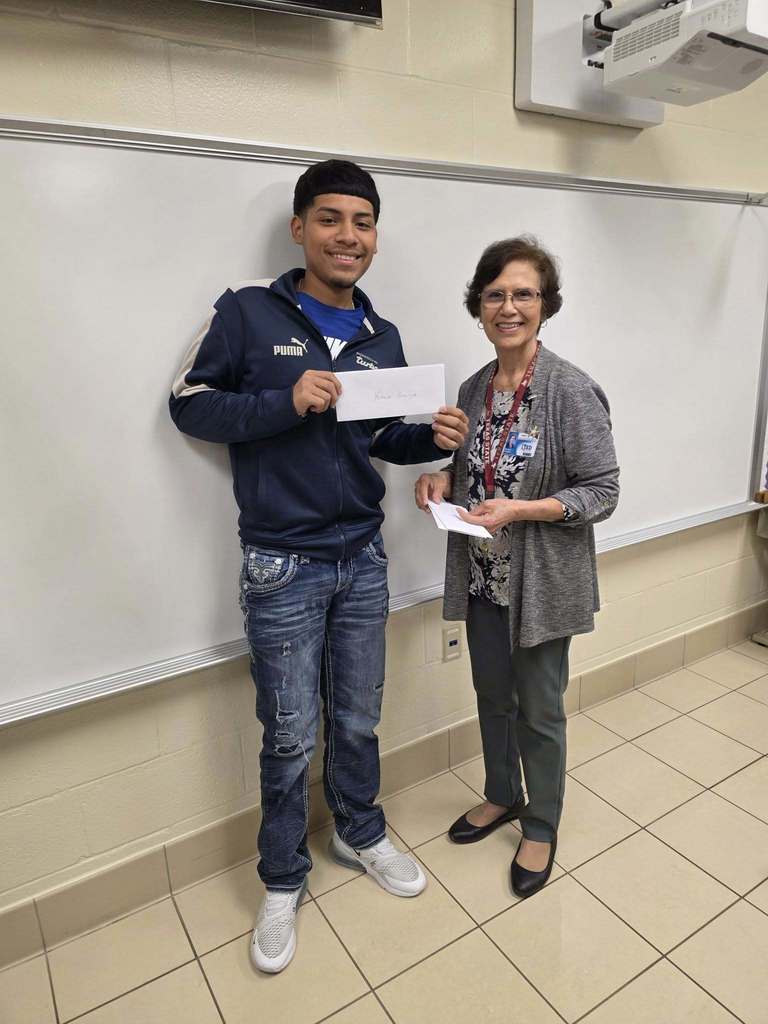 student receiving envelope