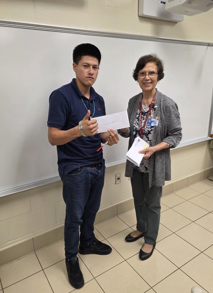 student receiving envelope