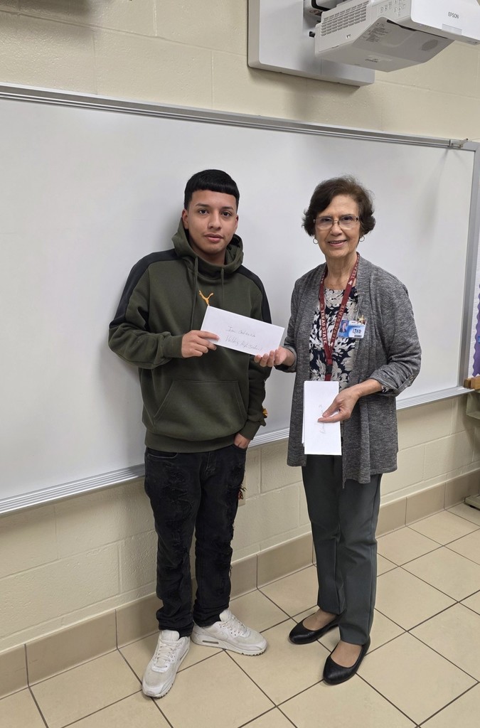 student receiving envelope