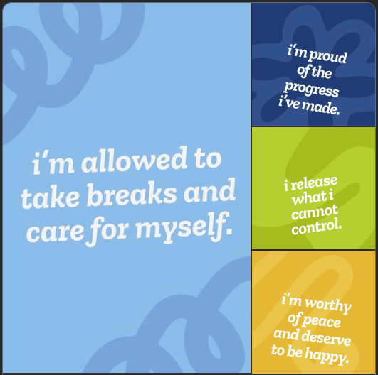 Some positive affirmations for your mental health. Save these for whenever you need the reminder 💙