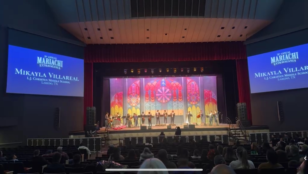Mikayla Villarreal represented Christen Middle School at the 31st Mariachi Extravaganza National Vocal Competition at the Lila Cockrell Theater in San Antonio Texas. 