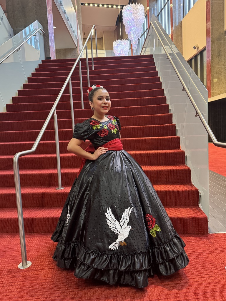 Mikayla Villarreal represented Christen Middle School at the 31st Mariachi Extravaganza National Vocal Competition at the Lila Cockrell Theater in San Antonio Texas. 