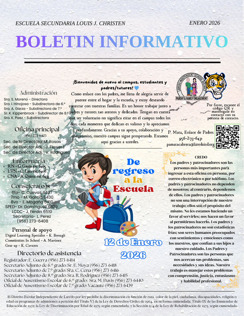 L. J. Christen Middle School Campus Newsletter. 