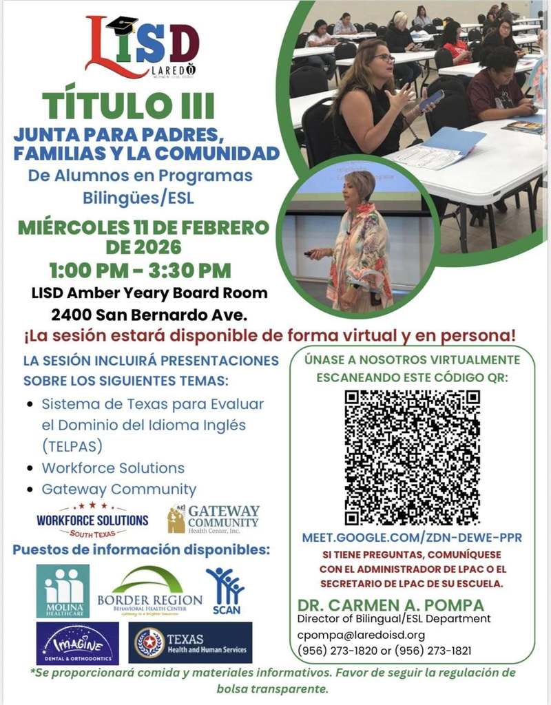 Title III Parent, Family & Community Meeting / Parents, Family and Community Board - Chapter III