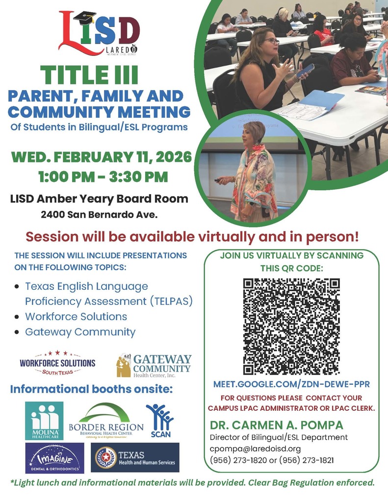 Title III Parent Meeting English Flyer
