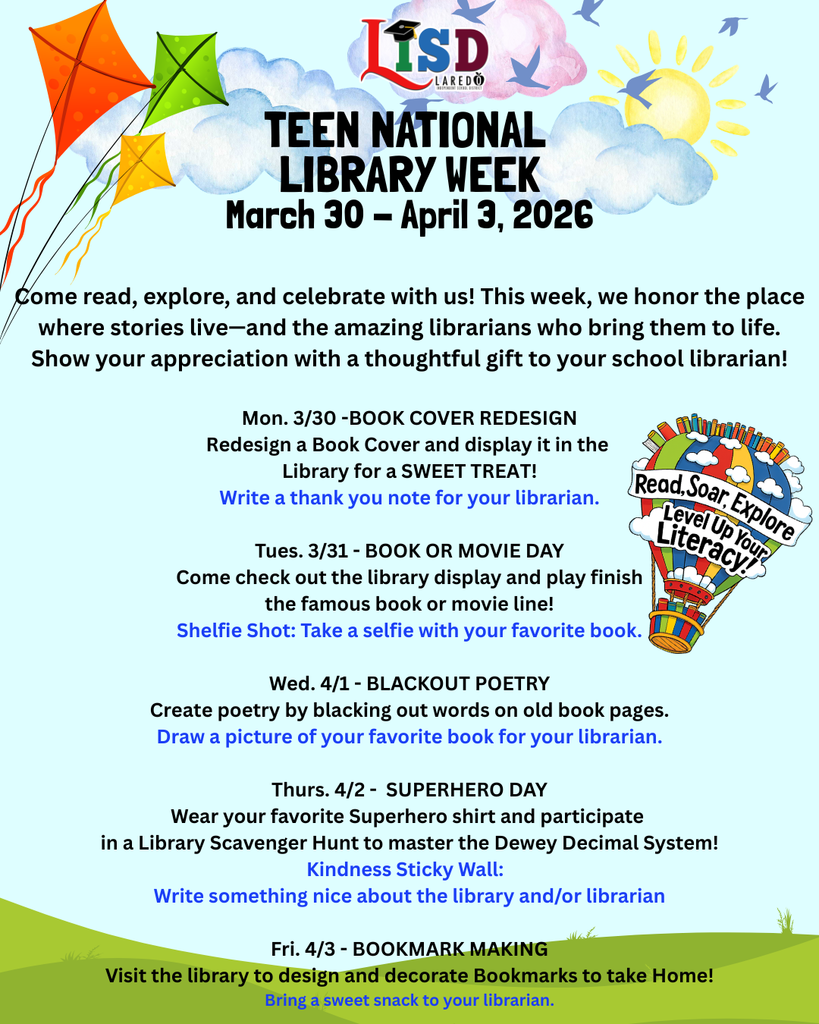 Secondary National Library Week Activity Calendar 2026