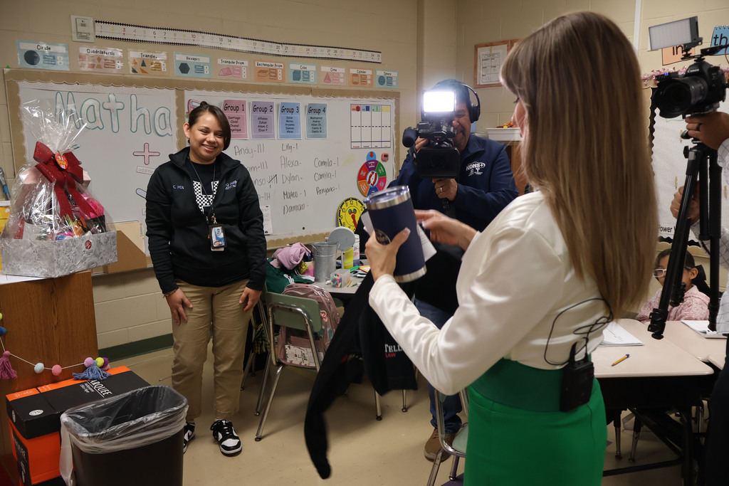Ms. Christina Perez was honored as March Teacher of the Month at Santo Niño Elementary.