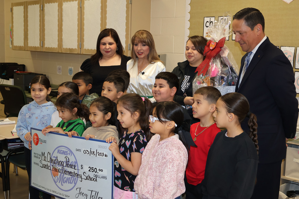 Ms. Christina Perez was honored as March Teacher of the Month at Santo Niño Elementary.