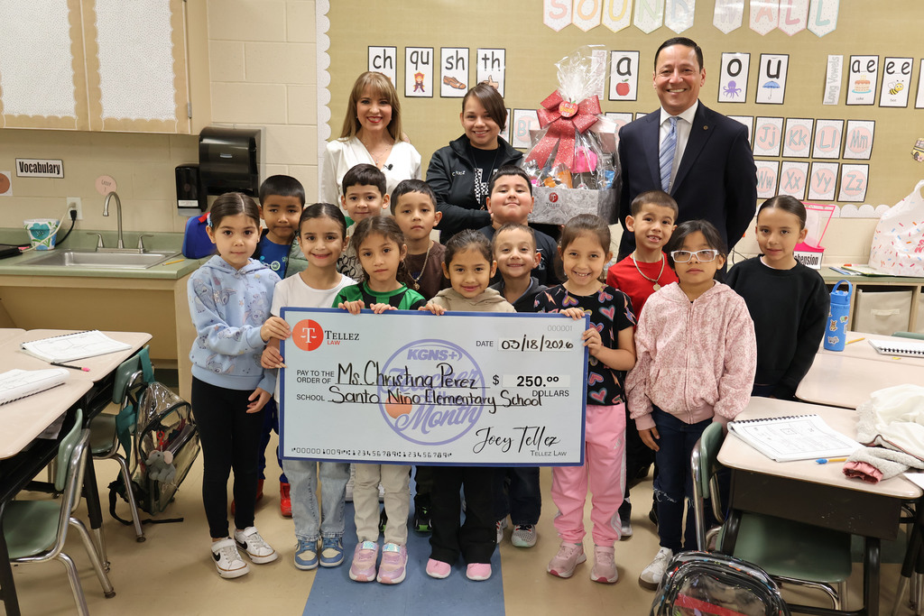 Ms. Christina Perez was honored as March Teacher of the Month at Santo Niño Elementary.