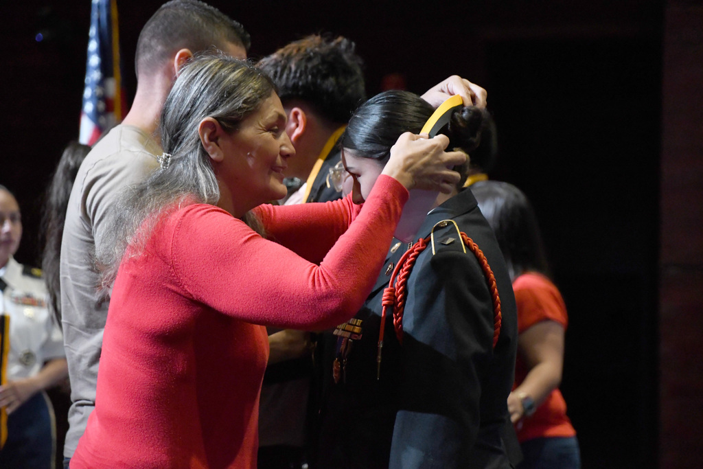 cadet recieving award by parent