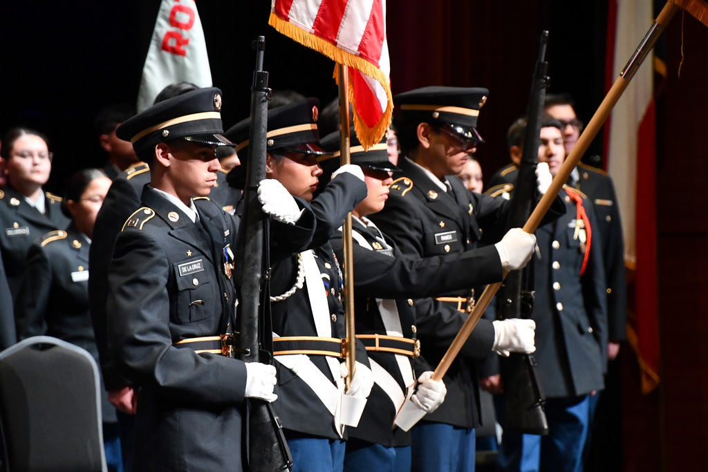 cadets doing the national anthem