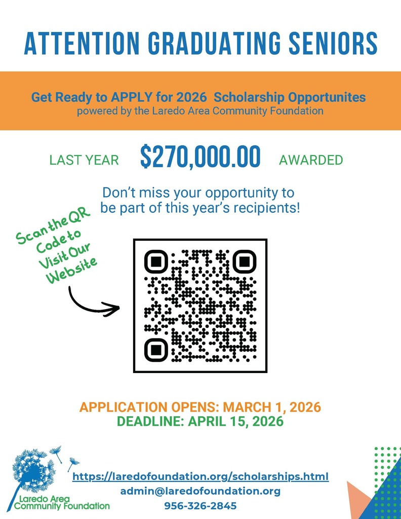 Laredo Area Community Foundation (LACF) apllication scholarship is now open flyer
