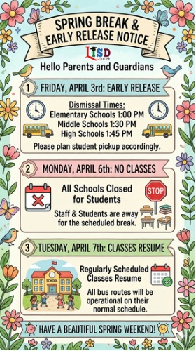 early release and. no schools flyer 